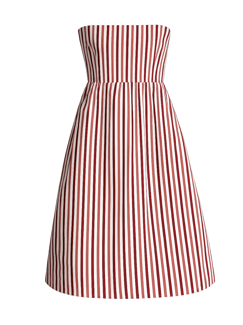 J. Crew Strapless Red And White Vertical-Stripe A-Line Dress